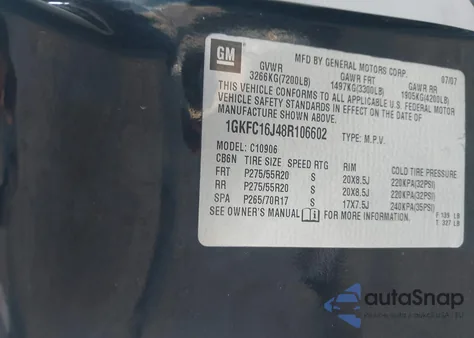 2008 GMC Yukon Xl 1500 Slt z USA, uszkodzony, nr VIN 1GKFC16J48R106602